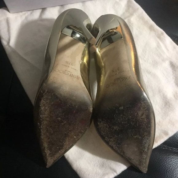 Jimmy Choo Anouk Gold Shiny Metallic Pumps - Picture 8 of 8